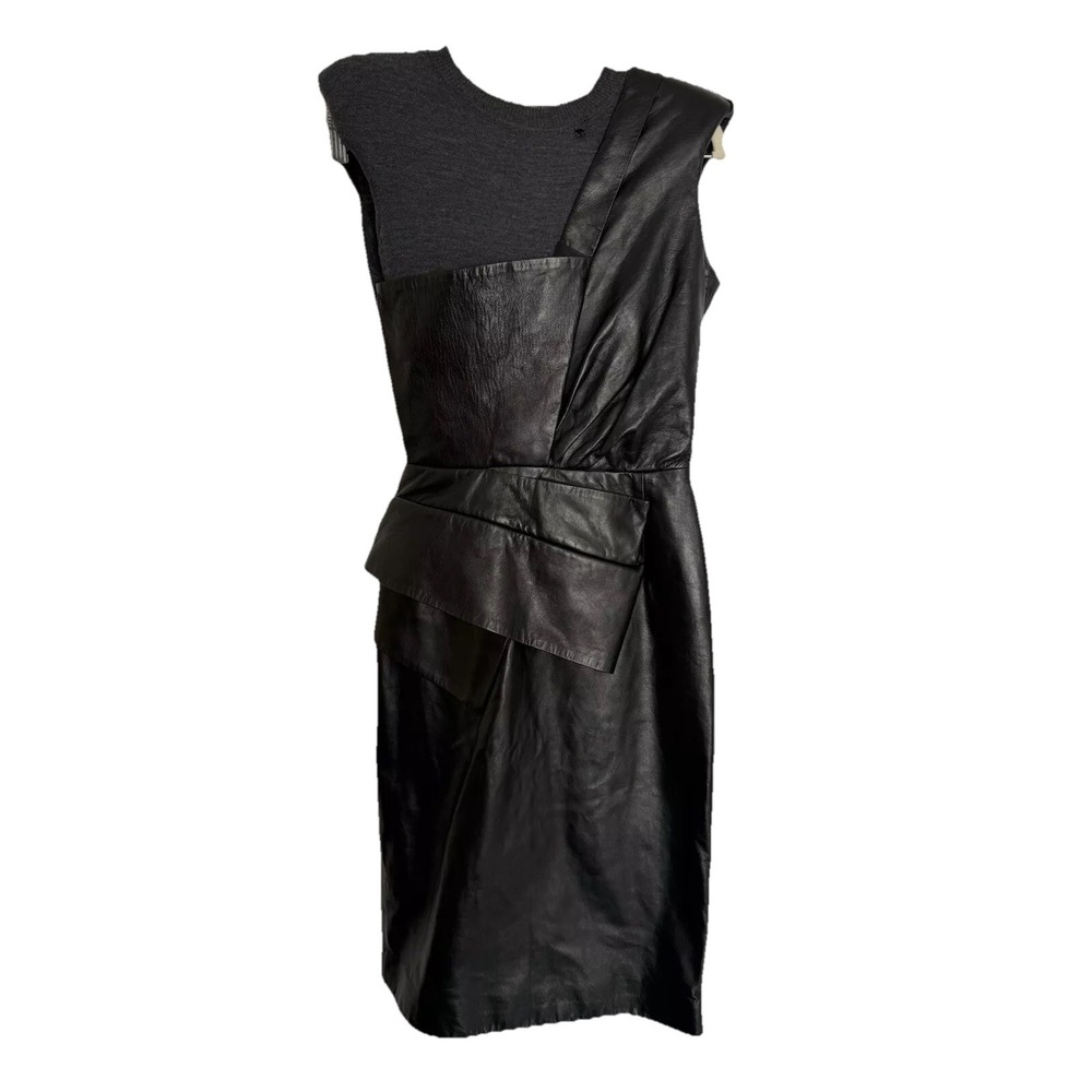 SPORTMAX Defile - Made‎ In Italy - Lamb Leather And Wool Dress Size 2 Flaws